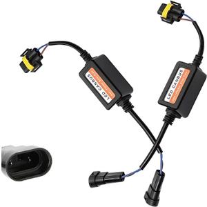2 PCS Car LED Light Decoder, H11/H8/H9 LED Bulb Anti Flicker Harness Error Code Canceler, Waterproof Plug and Play Canbus Decoder, Unviersal for Most Cars Bulb Modification Adapters (Black)