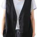 IDEALSANXUN Womens Cotton Linen Vest Casual Sleeveless Blazer Cardigans Lightweight Jacket Waistcoat 2XL