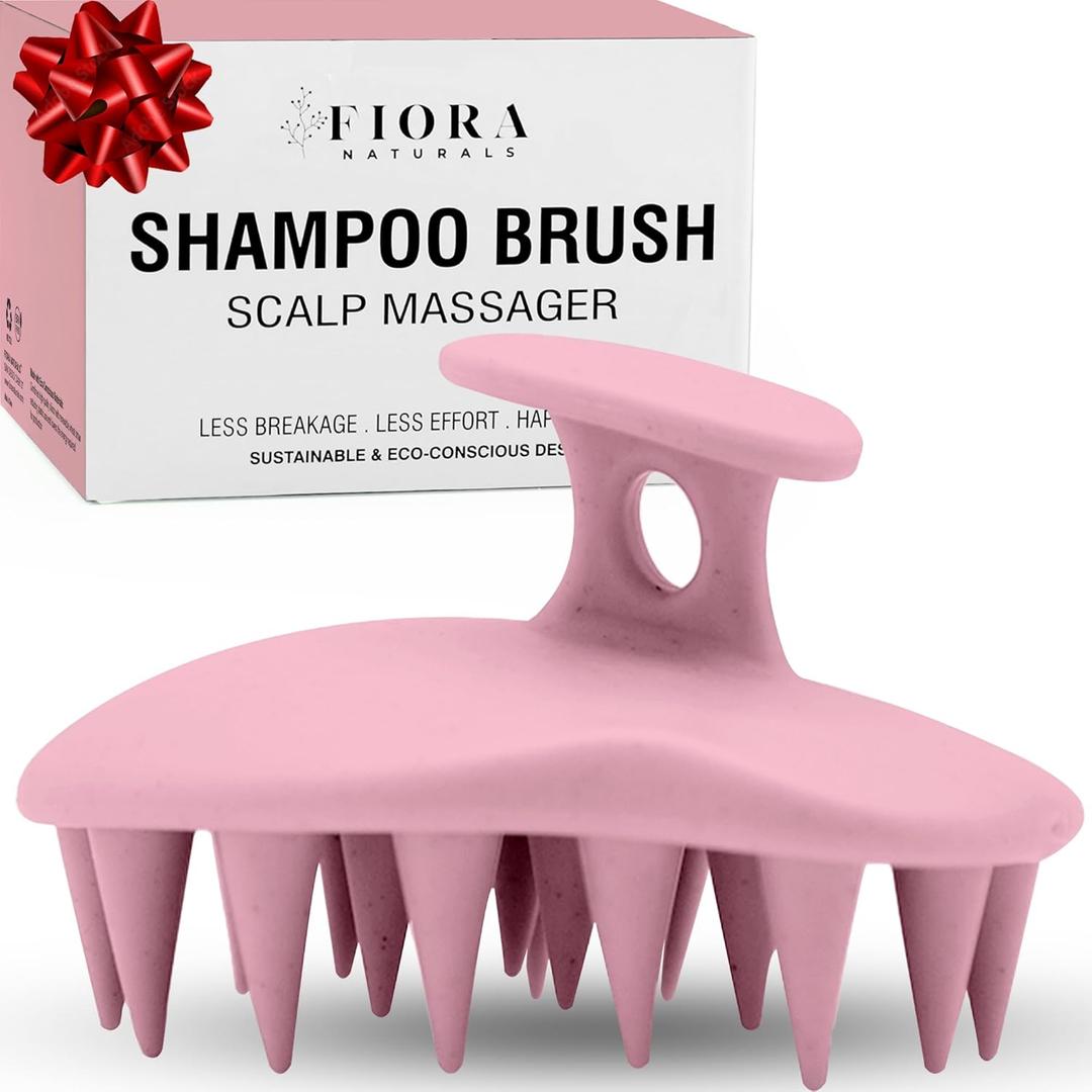 Fiora Naturals Scalp Massager Shampoo Brush - Silicon Scalp Scrubber & Exfoliator for Dandruff Removal and Hair Growth, Brush for Wet & Dry Hair, for Men, Women, Kids - BPA Free (Blush)