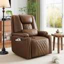 GarveeHome Power Lift Recliner Chair Sofa, PU Leather Reclining with Charging Ports, Cup Holders, Electric Stand Assist for Elderly, Home Theater Seating with Remote for Living Room, Brown