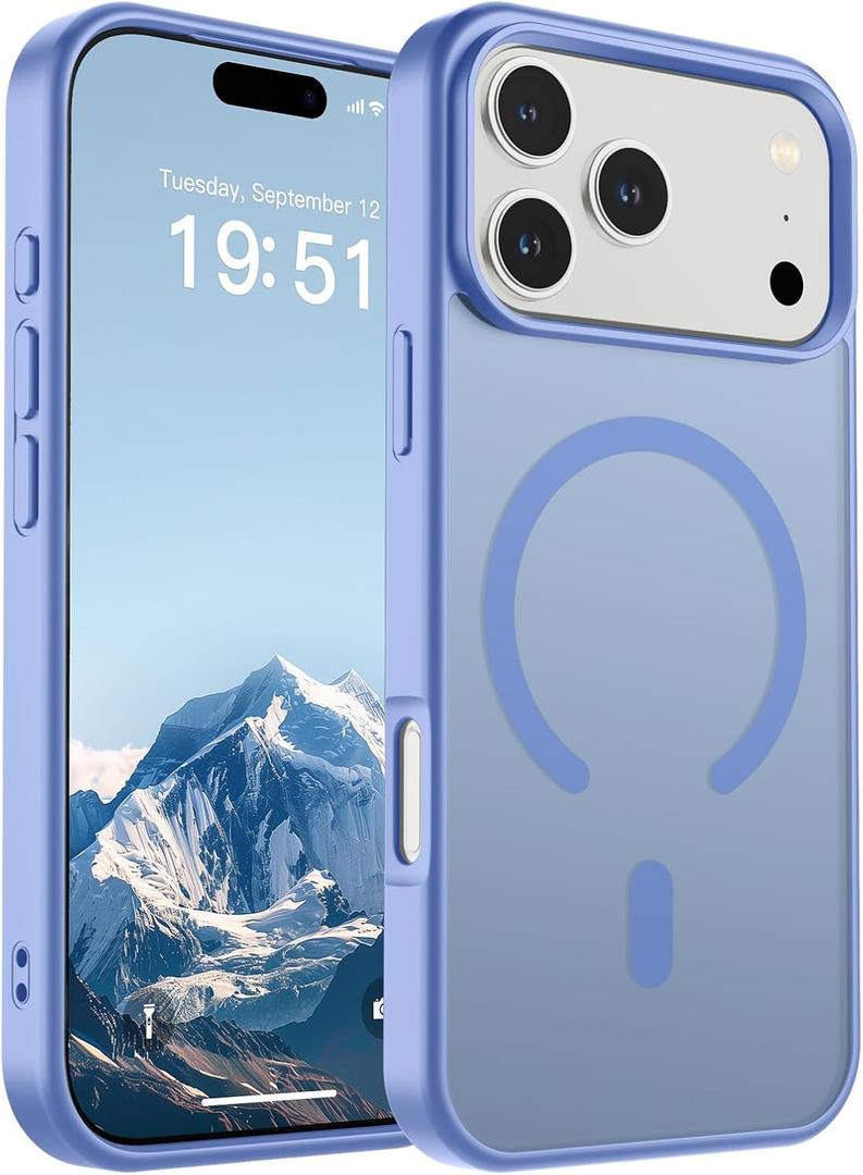 SUPFINE Magnetic for iPhone 17 Pro Max Case (Compatible with MagSafe)(Military Grade Drop Protection) Translucent Matte Shockproof with Anti-Fingerprint Phone Cover,Blue Purple