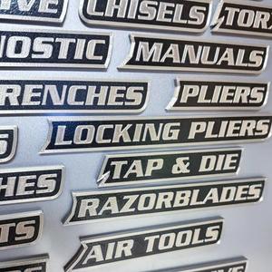 12 Pack of Magnetic Toolbox Labels, 3D-Printed Tool Box Labels, General Tool Box Organize Accessories, Reusable Labels (Black)