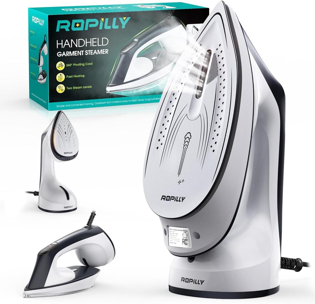 Steam Iron for Clothes, 1600W 2-in-1 Iron & Steamer with Detachable Ceramic Soleplate, Converts from Steamer to Iron in Seconds, Auto-Off, Self-Cleaning, Wrinkle Remover for All Fabrics (white)