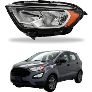 Driver Side Headlights Assembly Halogen Replacement for EcoSport 2018-2022 Housing Black Lamp LH 1PC FO2502374