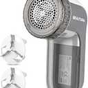 BEAUTURAL Fabric Shaver and Lint Remover, Sweater Defuzzer with 2-Speeds, 2 Replaceable Stainless Steel Blades, Battery Operated, Remove Clothes Fuzz, Lint Balls, Pills, Bobbles Gray