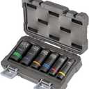 Klein Tools 66090 1/2-Inch Impact Socket Set, 2-in-1 Slotted Design, 12-Point Deep Sockets, for Impact Wrenches, Includes Tool Case, 6-Piece