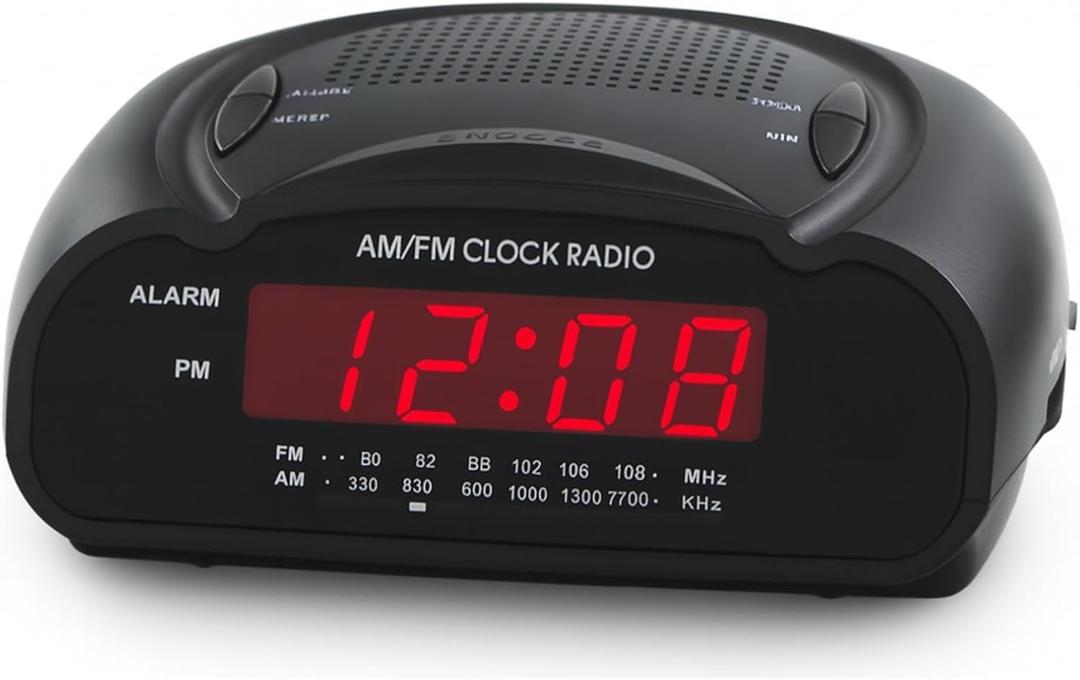 Digital Alarm Clock | AM/FM Clock Radio with Red LED Display, Loud Alarm for Heavy Sleepers | Desk or Bedside Clock