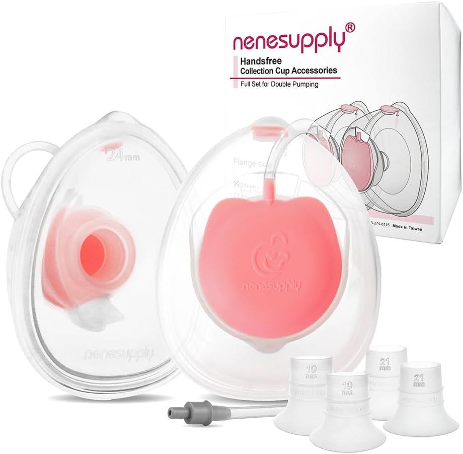 Nenesupply Handsfree Wearable Breastmilk Collection Cups Compatible with Elvie Stride Stride 2 Breast Pumps. 24mm Silicone Flanges Pump Parts Accessories 19mm 21mm Inserts