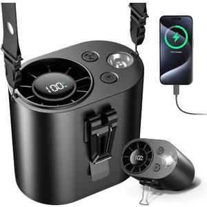 coldSky 10,000mAh Waist Fan, LED Display 12,000RPM Clip on Fan for Shirt, 10-Speed Turbo Wearable Belt Fan, 2026 Upgraded Rechargeable Cooling Fan for Outdoor Work, Camping