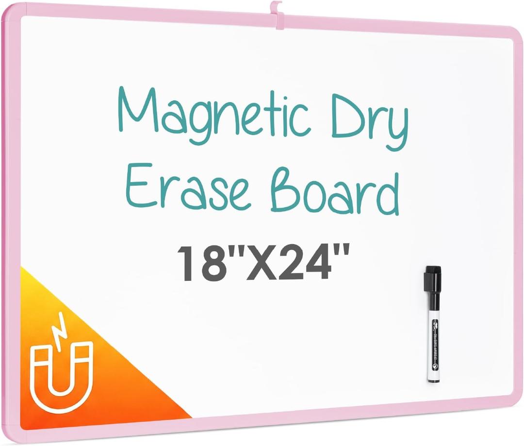Mr. Pen- Dry Erase Board, 18 x 24 with a Black Marker, Pink Frame, Dry Erase Board for Wall, Magnetic Whiteboard for Wall, Dry Erase Boards, Whiteboards, Magnetic White Board
