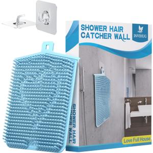 INVIHUG Shower Hair Catcher Wall-Mounted, Love Full House Hair Collector for Shower Drain Protector (Blue Love)