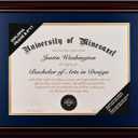 Solid Wood Diploma Frame 8.5 x 11 Certificate Frames with Navy Mat or 11x14 Document without Mat as Graduation Picture Frame