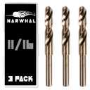 11/16 Cobalt Drill Bits - 3 Pack - 6 Inch Length - M35 Cobalt Drill Bits with Storage Case - Perfect Drill Bits for Metal, Hardened & Stainless Steel, Cast Iron, and More!