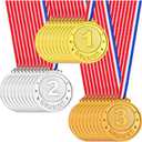 30/60 Pieces Gold Silver Bronze Award Plastic Medals, Winner Medals Bulk for Sports Party Favors, Games Competition Decorations