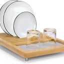 Stone Dish Drying Mats for Kitchen Counter,Dirt-Resistant Quick Dry Absorbent Diatomaceous Earth Dish Drying Mat with Bamboo Rack,Non-Slip Pads & Anti-Moisture Design