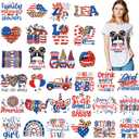 Estune 30 Pcs Patriotic Iron on Transfers 4th of July Iron on Decals Patches Appliques Heat Transfers Vinyl Cute Memorial Day Decals for Clothes Bag Pillow Covers DIY(Leopard Print Style)
