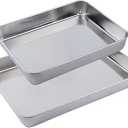 ONNESOL 2Pack Stainless Steel Deep Baking Pan Set (12" & 16") – Uncoated NonToxic Heavy Duty Metal Bakeware – Roasting Pans for Lasagna, Brownies, Bread, Cakes – No Warping, Dishwasher Safe