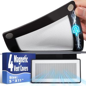 Magnetic Vent Covers - 5" x 11" Vent Screen Mesh Covers for Floor, Wall and Ceiling Registers of Width 5" to 6", Length 11" to 12", Strong Magnetic Floor Vent Covers, Non-Peeling - White
