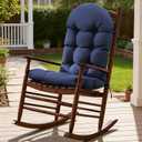 Rocking Chair Cushions, Indoor/Outdoor Adirondack Chair Cushion, Waterproof and Fade-Resistant Rocking Chairs Pads, Non-Slip Tufted High Back Patio Chairs Cushion with Ties, 44x19x4 Inch, Navy Blue
