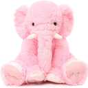 MaoGoLan 19.7" Large Pink Elephant Plush Toy, Soft Cute Elephant Stuffed Animal for Kids Girls & Women, Fuzzy Stuffed Safari Animal Plushies Gift for Birthday Christmas, Wildlife Theme Party Decor