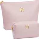 Graduation Gifts | Initial Makeup Bag for Women Personalized Gifts for Bridesmaid Teachers Friend Female College Cosmetic Travel Toiletry Bag(Pink,M)