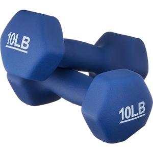 Amazon Basics Neoprene Hexagon Workout Dumbbell Hand Weight, 4.5kg / 10lbs, Navy Blue - Set of 2