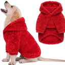 Fuzzy Dog Sweaters for Medium Dogs Dog Hoodie Soft Double-Sided Plush Fleece Pet Sweater Clothes Coats Pet Hoodie Sherpa Hooded Sweatshirt (Red-M)