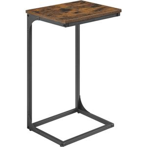 VASAGLE C-Shaped End Table, Side Table for Sofa, Couch Table with Metal Frame, Small TV Tray Table for Living Room, Bedroom, Rustic Brown and Black