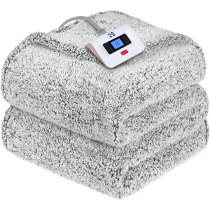 Sealy Electric Blanket Full Size, Soft Sherpa Heated Blanket Single Control with 10 Heating Levels & 1 to 12 Hours AutoOff Settings OverHeated Protection 80"x84" Machine Washable, Charcoal