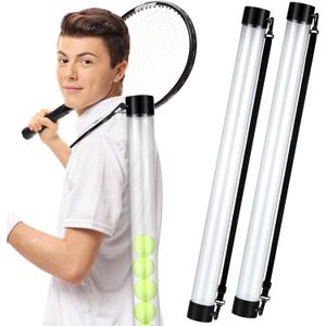 Lenwen 2 Pack Tennis Ball Tube Pickup, Fits 15 Tennis Ball with Shoulder Strap, Lightweight Collector Holder Picker Grabber Retriever Tube Carrier for Players, Coaches & Instructors (Clear)