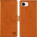 ZZXX for iPhone 16e Wallet Case with [RFID Blocking] Card Slot Kickstand Magnetic Closure Leather Flip Fold Protective Phone Case for iPhone 16e Case Wallet(Brown-6.1 inch)