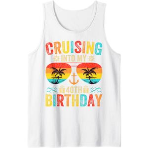 Cruising Into My 40th Birthday Cruise 40 Year Old Tank Top M