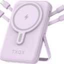 Wireless Portable Charger 10000mAh,Magnetic Power Bank with Built-in Cables LED Display,22.5W PD Fast Charging for Magsafe Battery Pack Compatible with iPhone16/15/14/13/12/Pro/Pro Max(Purple)