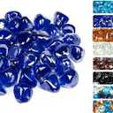 GRISUN Cobalt Blue Fire Glass Diamonds for Fire Pit, 1 Inch High Luster Reflective Tempered Glass Rocks for Natural or Propane Fireplace, Safe for Outdoors and Indoors Firepit Glass, 20 Pounds