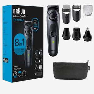 Braun All-in-One Style Kit Series 5 5480, 8-in-1 Trimmer for Men with Beard Trimmer, Body Trimmer for Manscaping, Hair Clippers & More, Ultra-Sharp Blade, 40 Length Settings, Waterproof (Black)