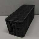 Handmade Cable Management Box Black, Imitation Rattan Cord Organizer Cord Hider Box, Desk Cord Management Box to Hide Cords and Power Strip L12.5 W5.2 H5.5