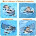 Mambobaby Float with Canopy Size Improved Non Inflatable Infant Baby Pool Float Smart Mambo Float Swim Trainer Baby Swim Float Mambo Baby Float Solid Air Free Water Waist Swimming Ring (BLU Ladybug), adjustable