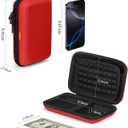 Pure-Red Shockproof Hard Shell Carrying Case for Portable External Hard Drive, Power Bank, Charger, Seagate Game Drive, Cell Phone, Electronic, Women Accessories - Large Storage Pouch Travel Bag