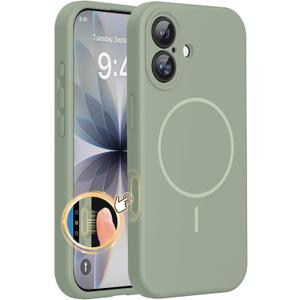 Miracase Magnetic for iPhone 17 Case, Compatible with MagSafe, Integrated Silicone Camera Control Cover, 3.0mm Thicken Shockproof Drop Protection Phone Case for 17,Patina Green