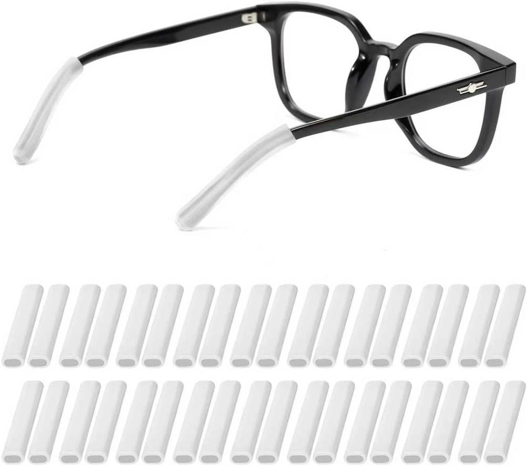 20 Pairs Anti-Slip Silicone Glasses Ear Cushions, Silicone Ear Grip Sleeve Retainer for Eyeglasses