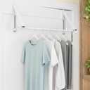 Over The Door Clothes Hanger Rack Foldable Space-Saving Over The Door Hooks for Laundry Drying Bathroom Towels & Home Office(White)