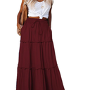 EARKOHA Womens Casual High Waist Tie Paisley Print Long Maxi Skirt with Pockets, M