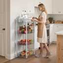 4 Tier Basket Shelf Wire Shelving Unit Adjustable Metal Storage Rack Storage Shelving Standing Shelf Units Heavy Duty Organizer for Pantry Kitchen Bathroom Closet Laundry Utility Room 14"Dx24"Wx47"H, 4-Tier-Silver[14" D x 24" W x 47.25" H]