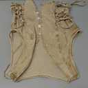 Floerns Women's Sleeveless V Neck Button Crop Vest Lace Up Front Vintage Denim Vest (Medium, Khaki)