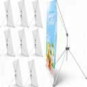 Zonon 8 Pcs X Banner Stand Adjustable Fit 23 x 63 to 32 x 78 Inch X Frame Banner Stand for Stores Tradeshow Restaurant Event Birthday Party Outdoor Activities Booth Display