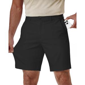 Wulcea Men's Golf Shorts 7" Chino Stretch Fabric Elastic Waist Quick Dry Water Resistant Casual Dress Work with Phone Pocket