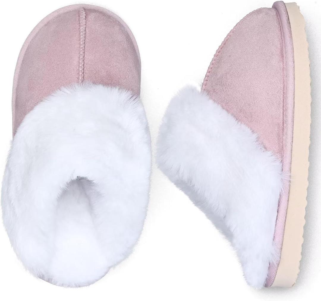 IceUnicorn Kids Slippers Girls Boys Fuzzy House Shoes Warm Memory Foam Slippers Bedroom Slides for Indoor Outdoor (10.5-11.5 Little Kid, Pink)