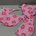 OYOANGLE Women's Plus Size Floral Print Bikini Set Backless Halter Tie Side Thong Beach Swimsuit (3X-Large Plus, Pink)