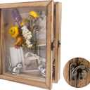 8x10 Shadow Box Frame in Wood Color with Linen Back - Shadow Box Frame with Paulownia Wood and Real Glass Cover for Wall or Tabletop Display