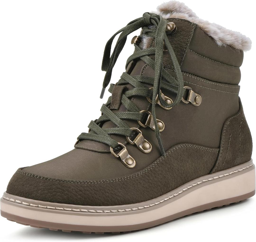 WHITE MOUNTAIN Women's Shoes Tamasha Lace-Up Hiker Bootie (6, Olive/Fabric)